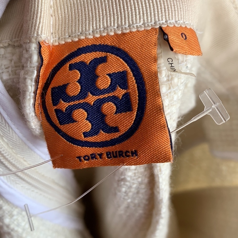 Tory Burch Tweed Fringe Pleated Knee Length Cream Skirt sz 0 - Picture 7 of 7